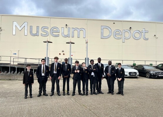 Group outside depot